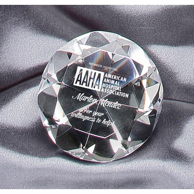 2 1/4" Clear Faceted Crystal Diamond Paperweight