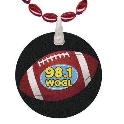 Mini Football Shaped Mardi Gras Beads w/UV Digital Imprint on Disk