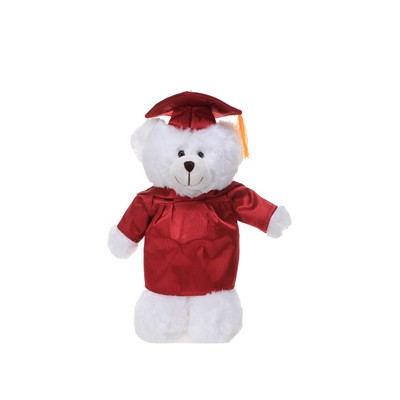 Soft Plush White Teddy Bear in Graduation Cap & Gown