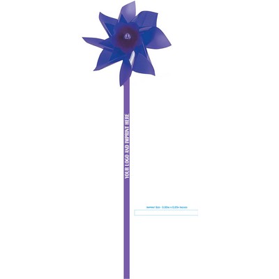 Pinwheel w/ Logo, Purple Plastic 4" dia (ASSEMBLY INCLUDED)