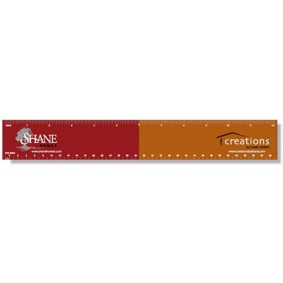 .040 White Matte Styrene Plastic 12" Rulers (1.75" x 12.25") square corners, spot color imprint