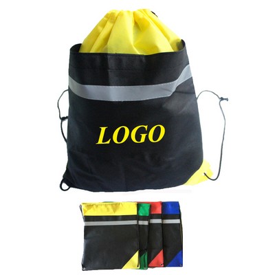 18"x14" Non-Woven Drawstring Backpack w/Reflective Band