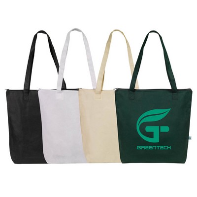 Zippered Non-Woven Shopping Tote Bag