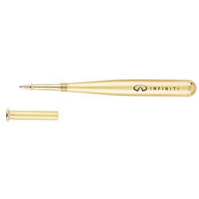 Metal Baseball Bat Pen w/ Satin Gold Trim