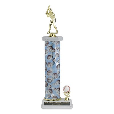 16" Single Column Baseball Trophy w/Baseball & Figure