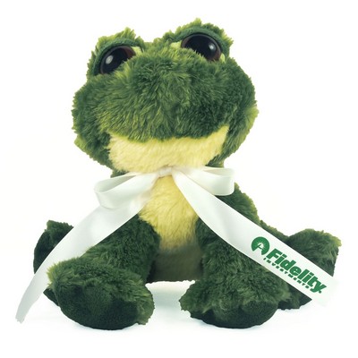 10" Fantabulous Frog Stuffed Animal w/Ribbon & One Color Imprint