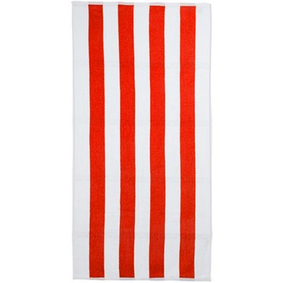 Salsa Red/White Cabana Striped Beach Towel (30"x60")