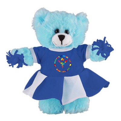 Soft Plush Stuffed Blue Bear with Cheerleader Outfit