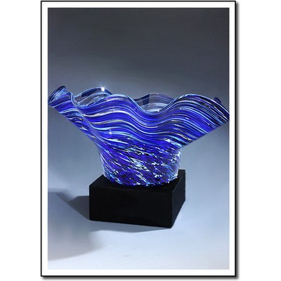 Midnight Tempest Art Glass Bowl w/ Marble Base (6.5"x5")