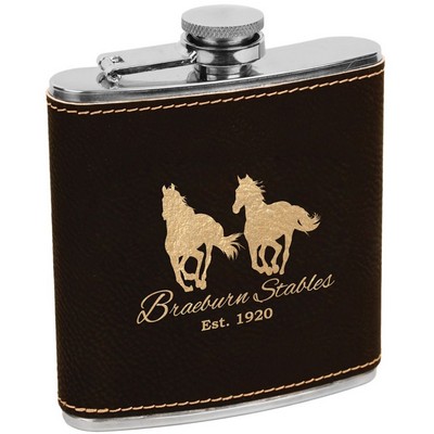 Flasks, 6 oz. Leatherette Wrapped - Black