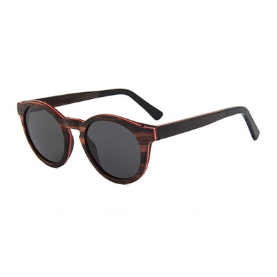 Rounded Ebony Wood Sunglasses