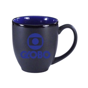 15 Oz. Matte Black Hilo Bistro Coffee Mug w/Blue Interior