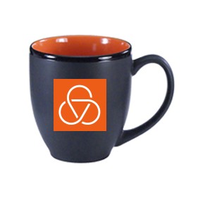 15 Oz. Matte Black Hilo Bistro Coffee Mug w/Orange Interior