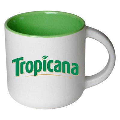 14 Oz. White Sedona Matte Mug w/Gloss Green Interior