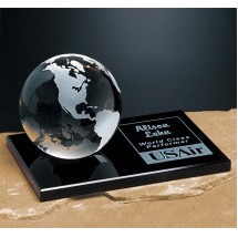 Continental Globe on Glass Base