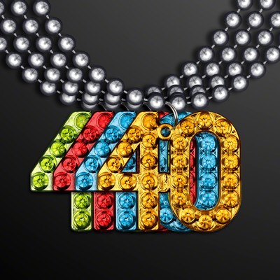 "40" Charm on Beads, Birthday Party Favors (NON-Light Up)