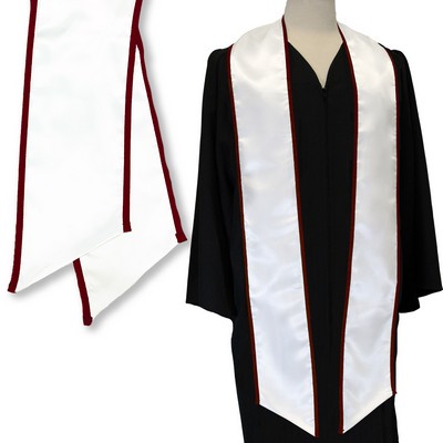 White 84" Graduation Stole with Maroon Binded Edge