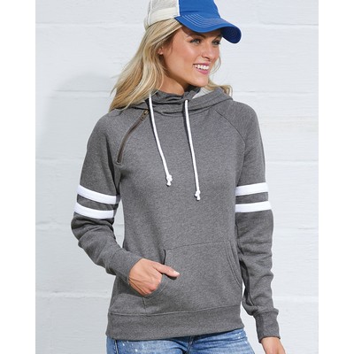 Enza Ladies Varsity Double Hood Pullover