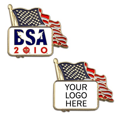 American Flag Enamel Lapel Pin w/ Custom Logo