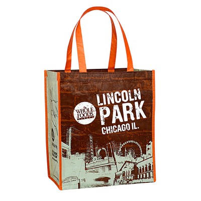 Custom Full-Color Printed Laminated RPET (recycled from plastic bottles)Tote Bag 14"x16"x8"