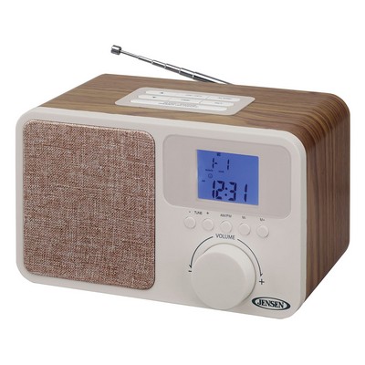 Jensen Audio Digital AM/FM Dual Alarm Clock Radio w/Wood Cabinet