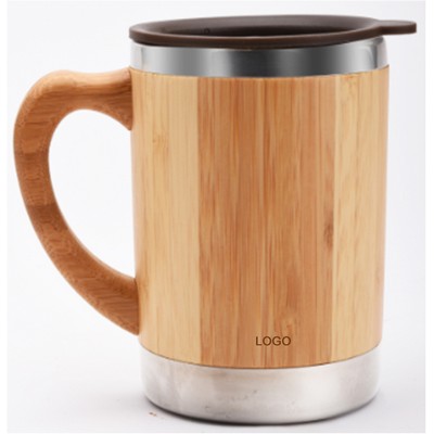 10 Oz. Stainless Steel Bamboo Mug