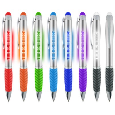 Logo Light Up Illuminated Stylus Pen Silver