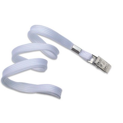 3/8" Blank Lanyard w/Bulldog Clip (White)