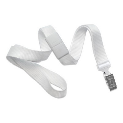 5/8" Blank Breakaway Lanyard w/Bulldog Clip (White)