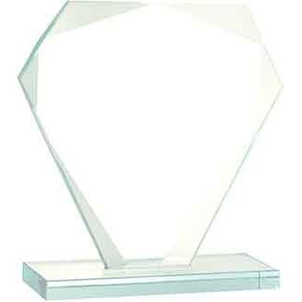 5 1/2" Cut Diamond Jade Glass Award