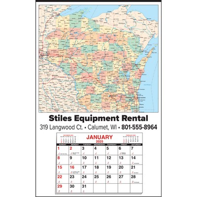 Large Wisconsin State Map Full Apron Calendar