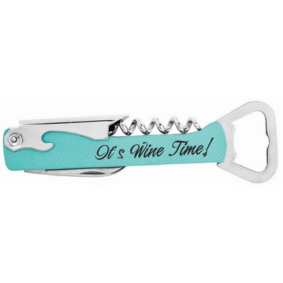 5.25" Teal Leatherette Bottle Opener