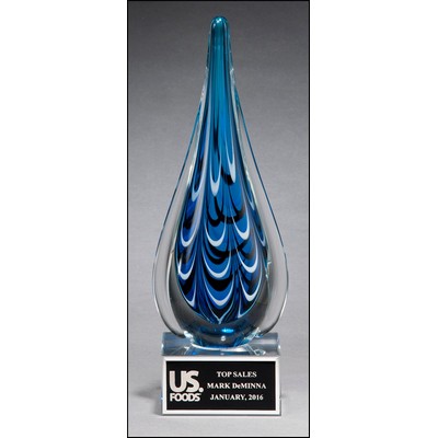 Wavy Teardrop Art Glass Award 10"H