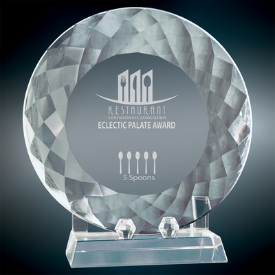 8 1/2" Crystal Plate Award w/Base