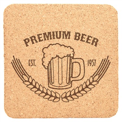 4" Square Laserable Cork Coaster