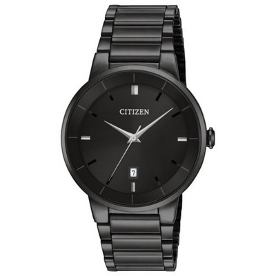 Citizen Men's Quartz Watch, Black Ion Plated Stainless Steel Case and Bracelet with Black Dial