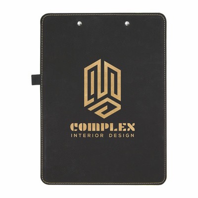 9" x 12 1/2" Black/Gold Leatherette Clipboard