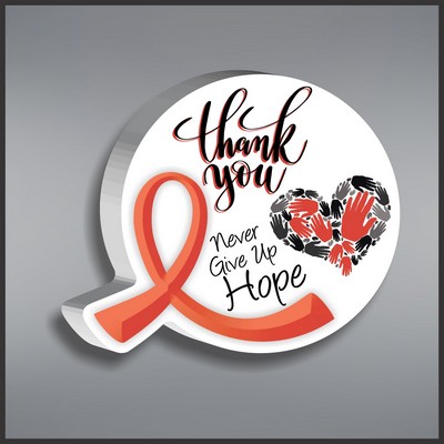 Orange Awareness Ribbon Round Paperweight in White Acrylic