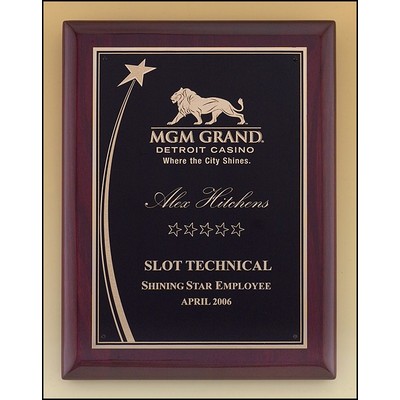 Airflyte® Rosewood Stained Piano-Finish Plaque w/Shooting Star Accent Engraving Plate (8"x 10.5")