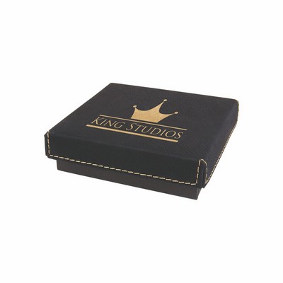 4" x 4" Black/Gold Leatherette Medal Box