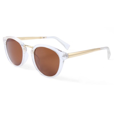 Sunglasses - Brown Lenses - Clear Frames - Gold Temples