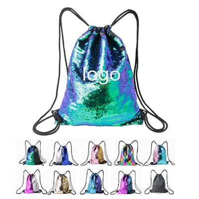 Sequin Drawstring Backpack Bag