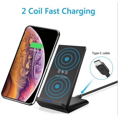 Double Coil Fast Charging Wireless Charger Phone Stand