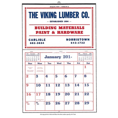 Commercial Apron Calendar w/ 24-P Memo Pad (Thru 4/30)