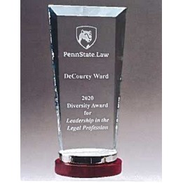 Premium Series Glass Award w/Rosewood & Aluminum Base (4.25"x 9.75")