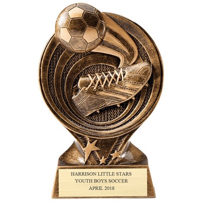 6" Soccer Participant Sweeping Star Resin Trophy