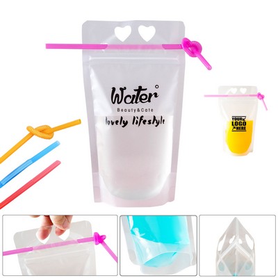 350 ml Portable Drinking Pouch w/Straw