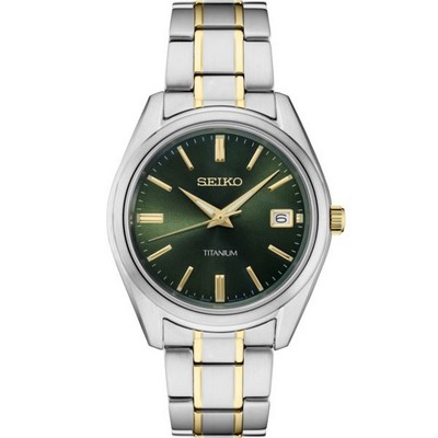 Seiko Men's Two-Tone Watch with Green Dial