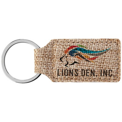 1.25" x 2.75" Burlap Rectangle Keychain