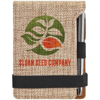 3.25" x 4.75" - Burlap Notepad & Pen